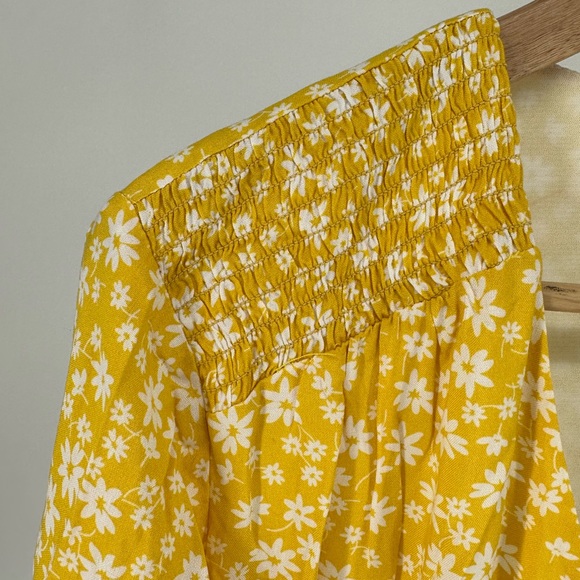 Collective Concepts Long Sleeve Button Front Floral Print Dress Yellow Floral XL - Picture 5 of 13